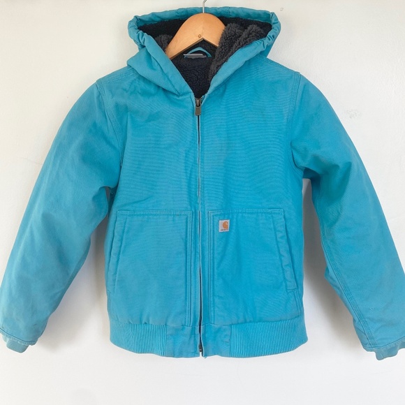 Youth Fleece Lined Canvas Zip Up Carhartt JacketMEDIUM (10-12)